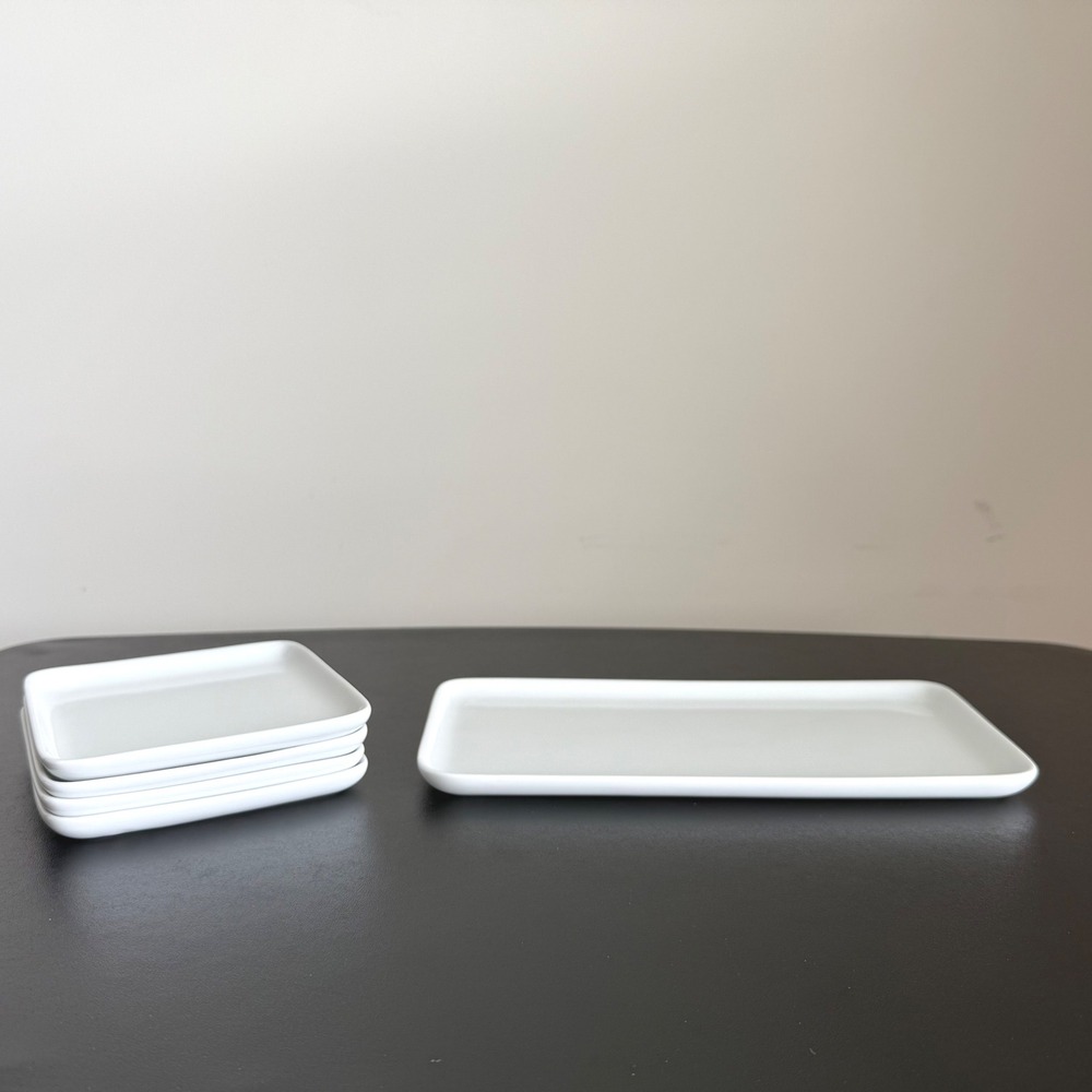 Better Homes & Gardens Appetizer Plates Tray Set White Porcelain Minimalist 5pc